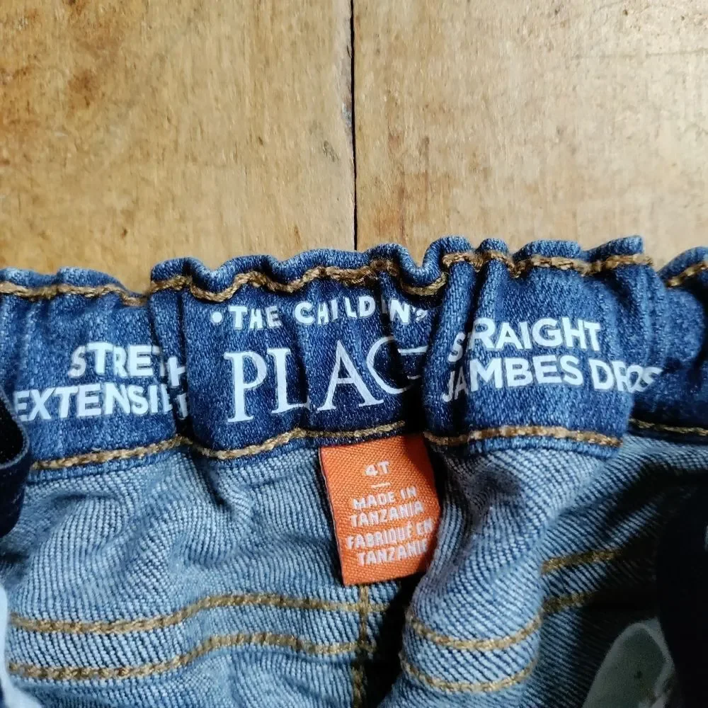 Children's Place 4T straight leg jeans adjustable waist stretch snap close